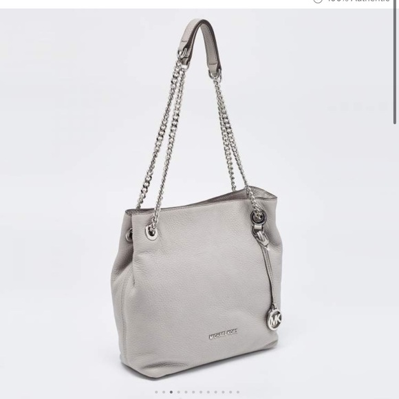 Slightly worn Michael Kors silver Leather Medium Jet Set Chain Shoulder Bag - Picture 7 of 10